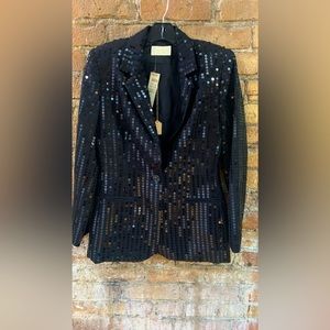 Cache Vintage sequin black blazer. NWT. Size 4